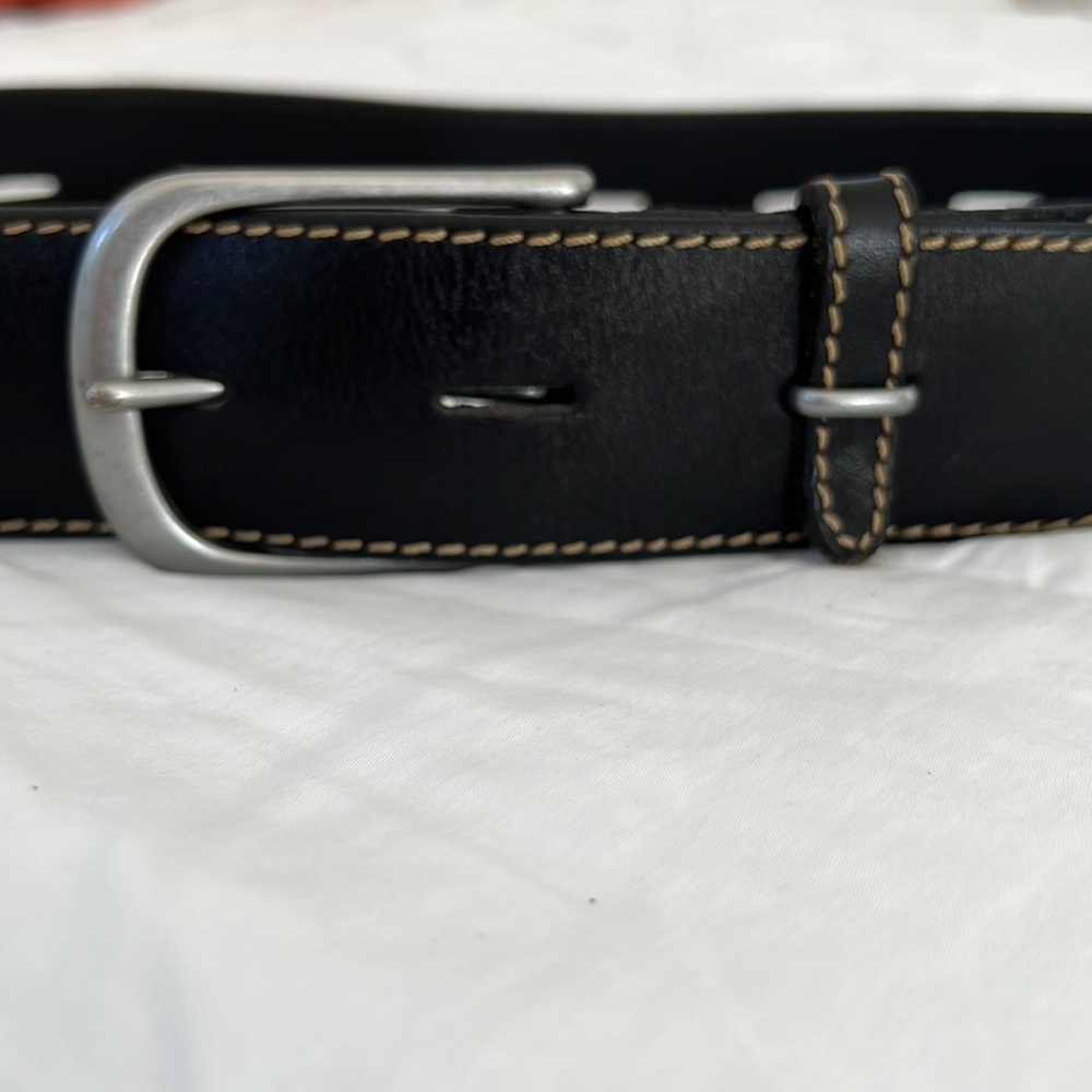 Black leather detailed belt, fits 31 inch waist